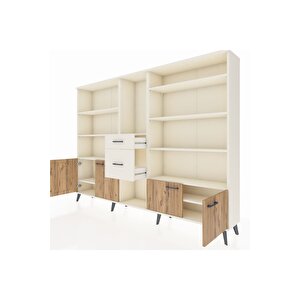 Arges Dolap 10 Raflı 2 Çekmeceli 4 Kapaklı 220x30x163 Aytaşı-çam/aytaşı