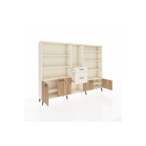 Arges Dolap 10 Raflı 2 Çekmeceli 4 Kapaklı 220x30x163 Aytaşı-çam/aytaşı