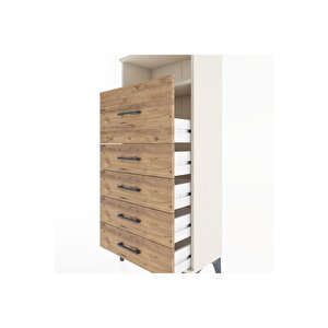 Hyperion Dolap Tek Raflı 5 Çekmeceli 60x44x134 Aytaşı-çam