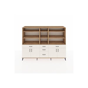 Hyperion Dolap 11 Raflı 5 Çekmeceli 4 Kapaklı 220x44x163 Çam-aytaşı