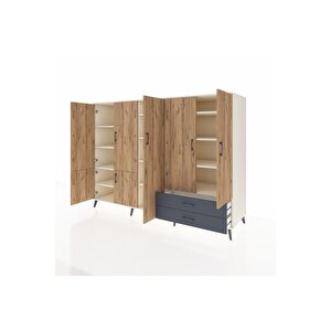 Kronos Dolap 12 Raflı 2 Çekmeceli 7 Kapaklı 220x59x163 Aytaşı-çam/antrasit