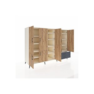 Kronos Dolap 12 Raflı 2 Çekmeceli 7 Kapaklı 220x59x163 Aytaşı-çam/antrasit