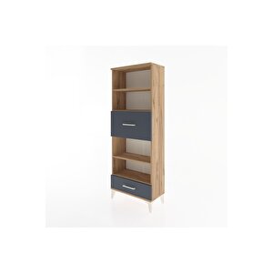 Arges Dolap 4 Raflı 2 Çekmeceli 60x30x163 Çam-antrasit