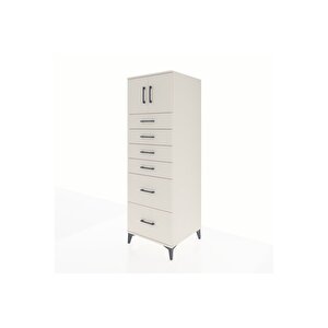 Kronos Dolap Tek Raflı 6 Çekmeceli 2 Kapaklı 60x59x182 Aytaşı-aytaşı