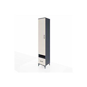 Hyperion Dolap 6 Raflı Tek Çekmeceli Tek Kapaklı 44x44x243 Antrasit-aytaşı