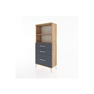 Hyperion Dolap 2 Raflı 3 Çekmeceli 60x44x134 Çam-antrasit