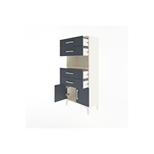 Arges Dolap Tek Raflı 4 Çekmeceli 2 Kapaklı 60x30x134 Aytaşı-antrasit