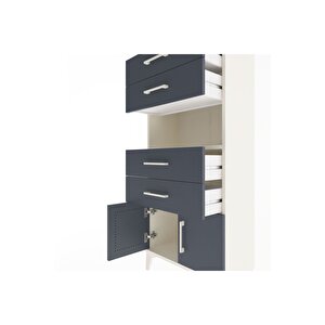 Arges Dolap Tek Raflı 4 Çekmeceli 2 Kapaklı 60x30x134 Aytaşı-antrasit