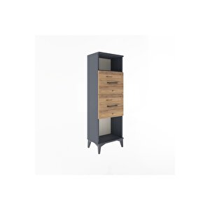 Arges Dolap Tek Raflı 2 Çekmeceli 44x30x134 Antrasit-çam