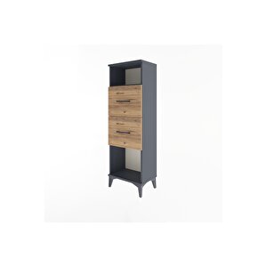 Arges Dolap Tek Raflı 2 Çekmeceli 44x30x134 Antrasit-çam