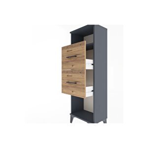 Arges Dolap Tek Raflı 2 Çekmeceli 44x30x134 Antrasit-çam