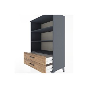 Hyperion Dolap 3 Raflı 2 Çekmeceli 88x44x134 Antrasit-çam