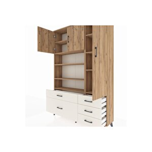 Arges Dolap 9 Raflı 5 Çekmeceli 3 Kapaklı 132x30x195 Çam-çam/aytaşı