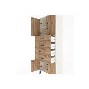 Arges Dolap 2 Raflı 4 Çekmeceli 4 Kapaklı 60x30x163 Aytaşı-çam