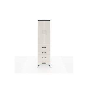 Arges Dolap 2 Raflı 4 Çekmeceli Tek Askılı 60x30x221 Antrasit-aytaşı