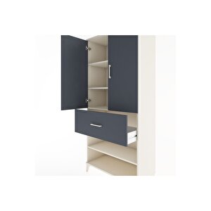 Hyperion Dolap 4 Raflı Tek Çekmeceli 2 Kapaklı 88x44x195 Aytaşı-antrasit