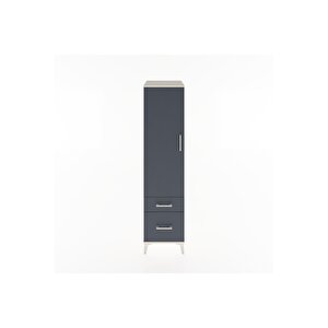 Hyperion Dolap 4 Raflı 2 Çekmeceli Tek Kapaklı 44x44x182 Aytaşı-antrasit