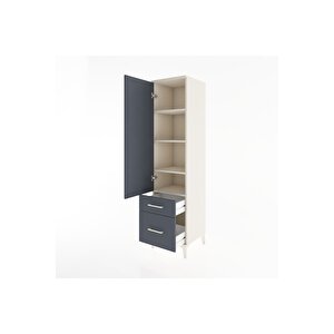 Hyperion Dolap 4 Raflı 2 Çekmeceli Tek Kapaklı 44x44x182 Aytaşı-antrasit