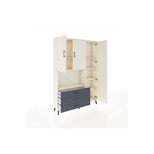 Arges Dolap 7 Raflı 3 Çekmeceli 3 Kapaklı 132x30x195 Aytaşı-aytaşı/antrasit