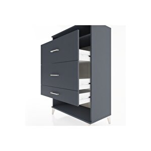 Hyperion Dolap Tek Raflı 3 Çekmeceli 88x44x134 Antrasit-antrasit