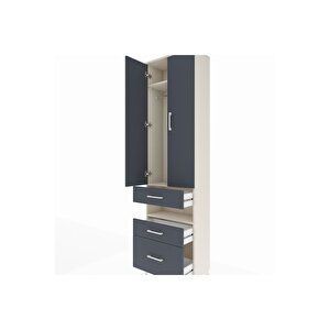 Arges Dolap 3 Raflı 3 Çekmeceli Tek Askılı 60x30x221 Aytaşı-antrasit