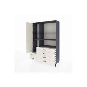 Hyperion Gardrop 7 Raflı 6 Çekmeceli Tek Kapaklı  132x44x195 Antrasit-aytaşı