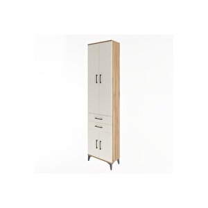 Arges Dolap 5 Raflı 2 Çekmeceli 4 Kapaklı 60x30x243 Çam-aytaşı