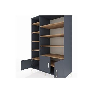 Kronos Dolap 10 Raflı 3 Kapaklı 132x59x195 Antrasit-antrasit/çam