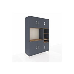 Hyperion Dolap 10 Raflı 6 Kapaklı 132x44x195 Antrasit-antrasit/çam