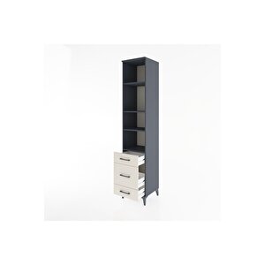 Hyperion Dolap 4 Raflı 3 Çekmeceli 44x44x221 Antrasit-aytaşı