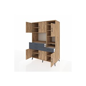 Kronos Dolap 10 Raflı 3 Çekmeceli 6 Kapaklı 132x59x195 Çam-çam/antrasit