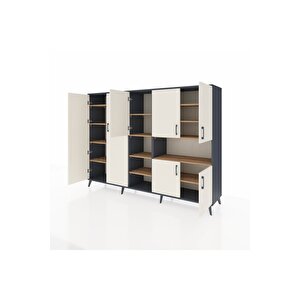 Hyperion Dolap 13 Raflı 7 Kapaklı 220x44x163 Antrasit-aytaşı/çam