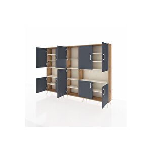 Arges Dolap 14 Raflı 10 Kapaklı 220x30x163 Çam-antrasit/aytaşı