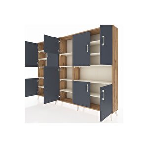 Arges Dolap 14 Raflı 10 Kapaklı 220x30x163 Çam-antrasit/aytaşı