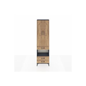 Arges Dolap 3 Raflı 3 Çekmeceli Tek Askılı 60x30x221 Antrasit-çam