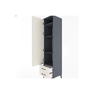 Hyperion Dolap 4 Raflı 2 Çekmeceli Tek Kapaklı 44x44x195 Antrasit-aytaşı