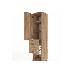 Hyperion Dolap 3 Raflı 2 Çekmeceli Tek Kapaklı 44x44x195 Çam-çam