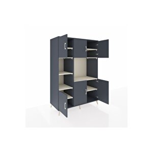 Kronos Dolap 9 Raflı 6 Kapaklı 132x59x195 Antrasit-antrasit/aytaşı