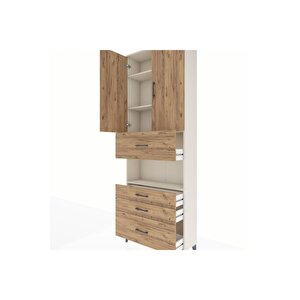 Arges Dolap 4 Raflı 4 Çekmeceli 2 Kapaklı 88x30x243 Aytaşı-çam