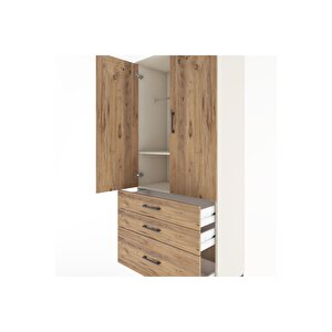 Hyperion Dolap 2 Raflı 3 Çekmeceli Tek Askılı 88x44x195 Aytaşı-çam