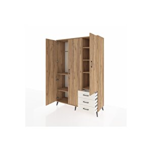 Hyperion Dolap 6 Raflı 3 Çekmeceli Tek Askılı 132x44x195 Çam-çam/aytaşı