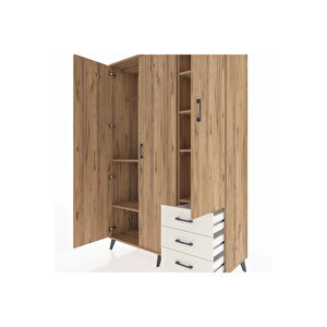 Hyperion Dolap 6 Raflı 3 Çekmeceli Tek Askılı 132x44x195 Çam-çam/aytaşı
