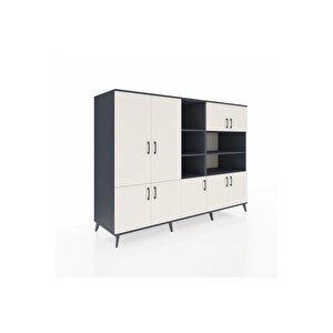 Kronos Dolap 14 Raflı 9 Kapaklı 220x59x163 Antrasit-aytaşı/antrasit