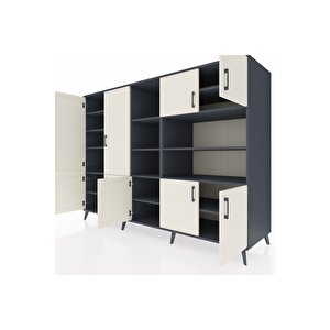 Kronos Dolap 14 Raflı 9 Kapaklı 220x59x163 Antrasit-aytaşı/antrasit