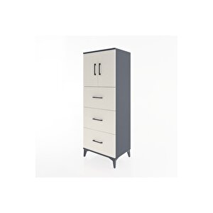 Hyperion Dolap 2 Raflı 3 Çekmeceli 2 Kapaklı 60x44x163 Antrasit-aytaşı