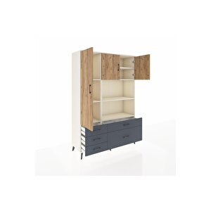 Hyperion Dolap 7 Raflı 5 Çekmeceli 3 Kapaklı 132x44x195 Aytaşı-çam/antrasit