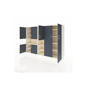 Hyperion Dolap 13 Raflı 7 Kapaklı 220x44x163 Aytaşı-antrasit/aytaşı