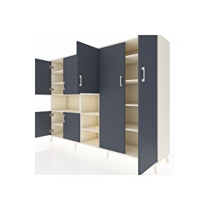 Hyperion Dolap 13 Raflı 7 Kapaklı 220x44x163 Aytaşı-antrasit/aytaşı