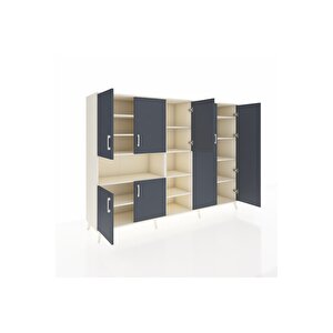 Hyperion Dolap 13 Raflı 7 Kapaklı 220x44x163 Aytaşı-antrasit/aytaşı