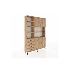 Arges Gardrop 9 Raflı 4 Çekmeceli 4 Kapaklı 132x30x195 Çam-çam